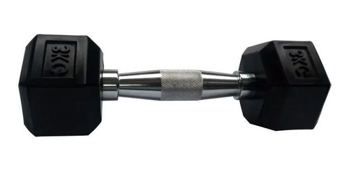 Halteres Sextavado Injetado Com Pegada Cromada 3,0kg