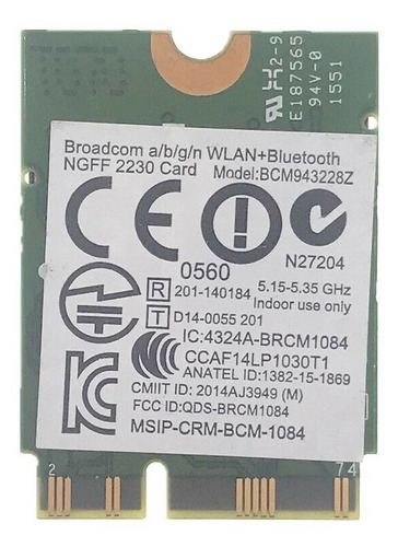 Tarjeta Wifi Broadcom Bcm943228z 300m Ngff Bt 4.0 (Usado)