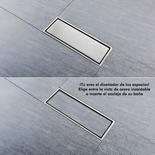 Coladera Lineal De Lujo 30 Cm Doble Vista Acero Inoxidable