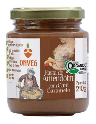 Pasta De Amendoim Com Café Caramelo Orgânica Onveg 210g