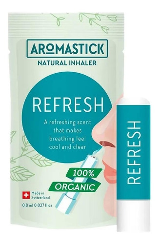 Inalador Nasal Natural Aromastick 100% Orgânico Refrescante