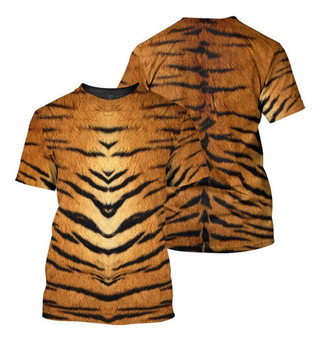 Camiseta Con Estampado Integral De Piel De Tigre