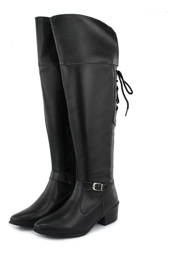 Bota Montaria Feminina Over Cano Longo Zíper Lateral