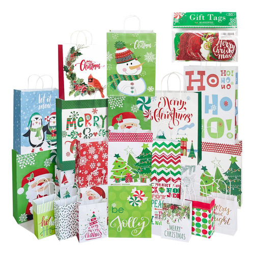 Bolsas De Regalo De Navidad Papel Kraft Blanco 24 Unidades C