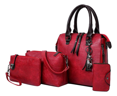 4 Unids / Set Bolsos De Moda Para Mujer, Bolso De Hombro,