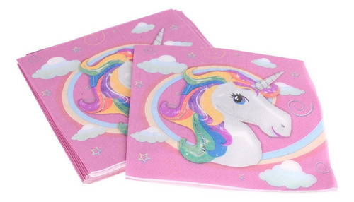 40 Piezas Servileta De Color Rosa Mágico Unicornio Para