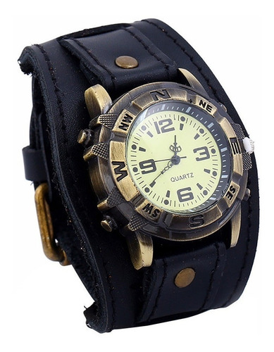 Relógio Masculino Feminino Analógico Bracelete Couro Vintage