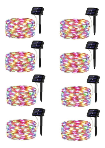 8pack 10m Tira De Luz Navideña 100led Luces Solares Al Aire