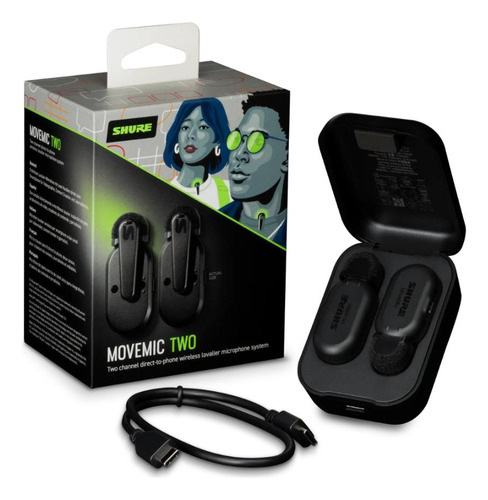 Par De Microfones Lapela Sem Fio Movemic Two Shure Mv-two-z7