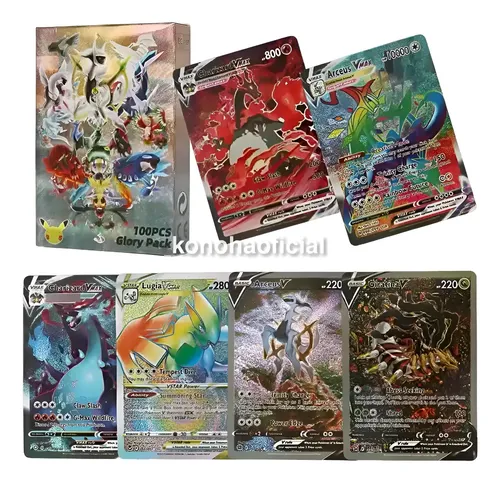 100 Cartas Pokemon Brilhantes Raras Ex Gx Vmax Coleção Épica
