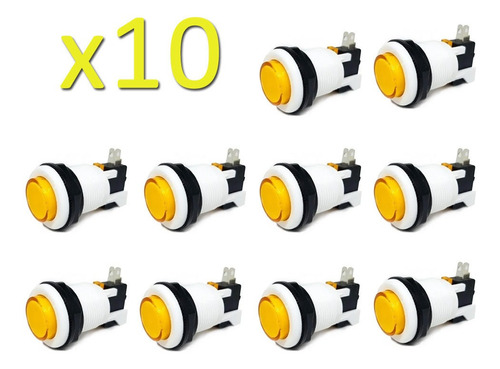 Imagen 1 de 5 de X10 Pack Botones Arcade Con Microswtich / Switch / Colores