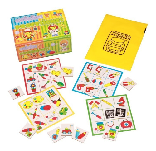 Juego Didactico Madera Loteria De Oficios Banquito 