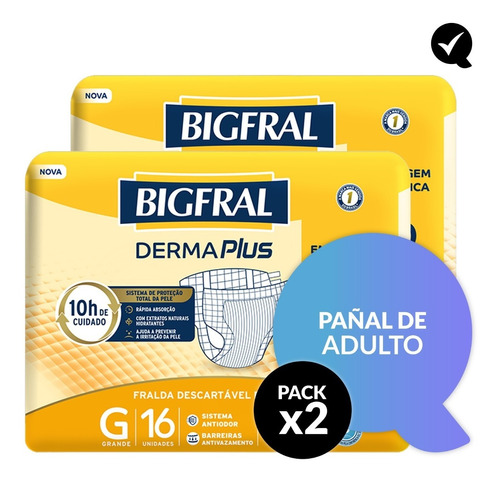Pack X2 Pañal De Adulto Bigfral Plus X 16 Talle G