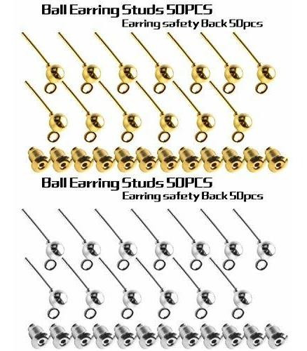 Aylifu Postes Y Respaldos Para Aretes, 100 Piezas Postes Par