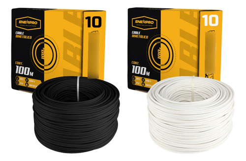 Combo: 2 Rollos Cable Cal. 10 Blanco Y Negro 100mts