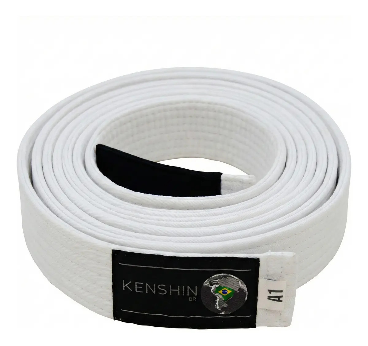 Faixa P/ Jiu-jitsu Tradicional Com Ponta Preta Graduação Top Cor Branco Tamanho A3