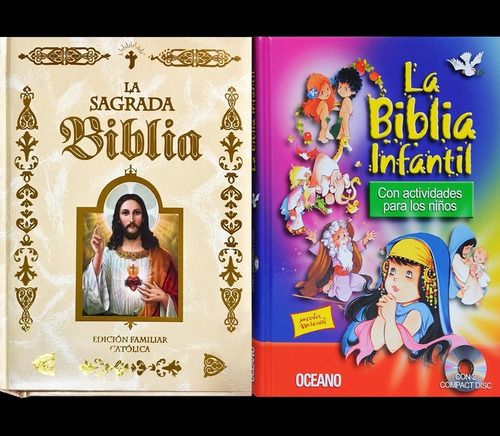 Biblia Católica Letra Grande + Biblia Para Niños + 3 Cd