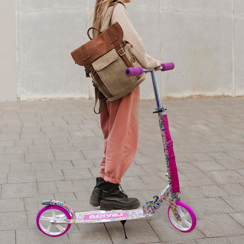 Scooter Patín Plegable Para Niñas Y Niños + Protecciones Color Rosa Stickers