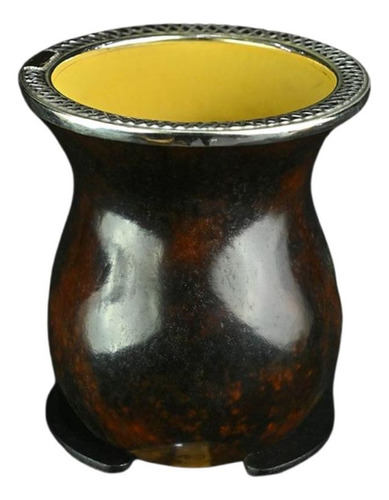 Cuia Cusco Bago De Touro Ouro 10k/ Prata 600 1 Preto Lisa
