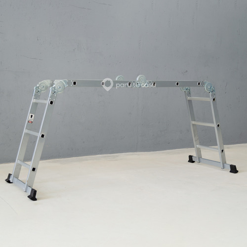 Imagen 7 de 10 de Escalera Multifuncion Aluminio /acero 4x3 Articulada 12 Esc