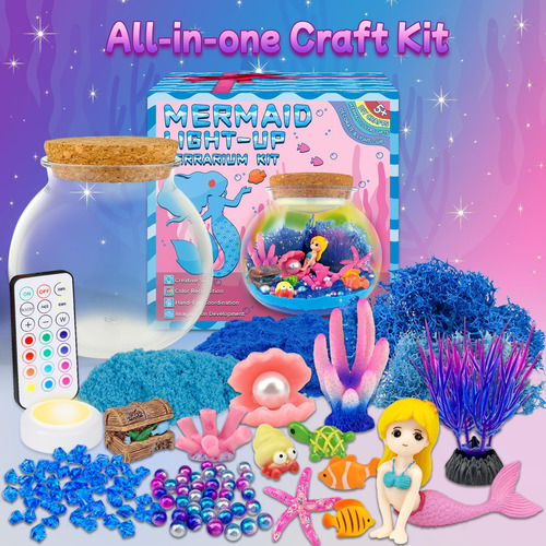 Craft Kit De Terrario Con Diseño De Sirena Para Niños, 7 De