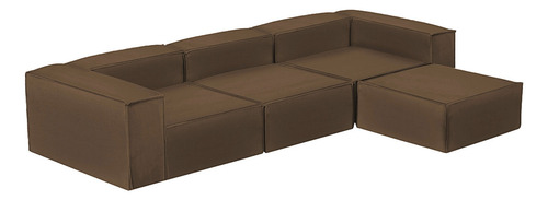 Sala Esquinera Moderna Latt Sillón Modular Terciopel Minimal Color Café Diseño De La Tela Terciopelo