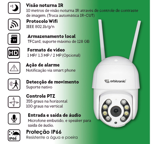 Câmera de segurança Orbitronic ORB776 com resolução 1080p branco
