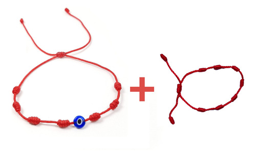 Pulsera Bebe 7 Nudos Y Mama Ojo Turco Contra Envidia Mal Ojo Rojo 20 Cm