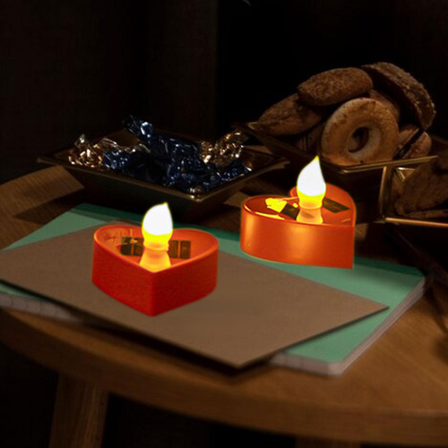 2 X 2 Piezas De Luz De Vela Iluminación Roja Del Corazón