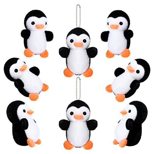 8 Piezas 10 Cm Mini Pingüino Llavero Pingüino De Pelu...