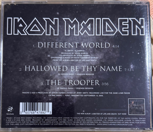 Iron Maiden Different World Cd (Usado)