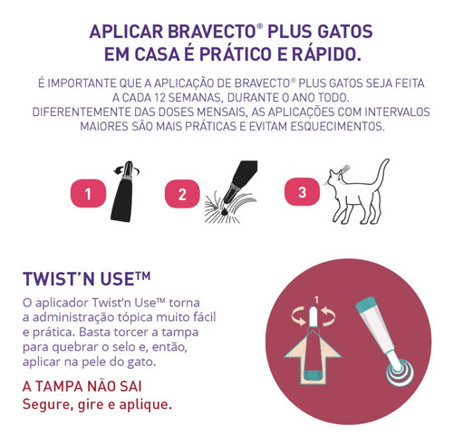 Bravecto Plus Gatos Transdermal De 2,8 A 6,25 Kg - 250 Mg