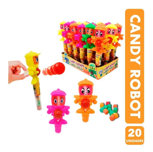 Candy Robot Lanza Bola Especial Cumpleaños - (contiene 20un)