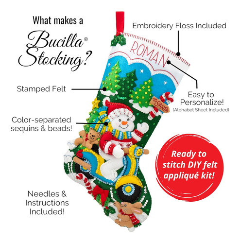 Bota Navideña Decorativa Bucilla Santa Holiday Drive 18 PuLG