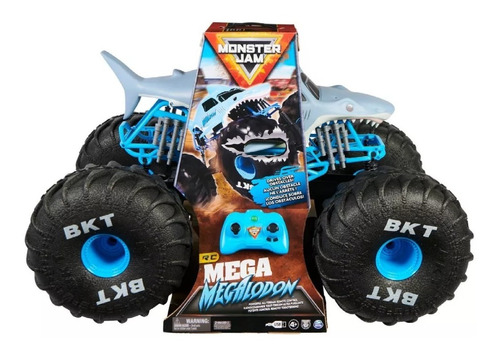 Carro Control Remoto Monster Mega Megalodon Con Luces Color Azul