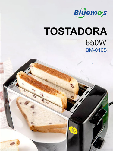 Bluemos Tostador 2 Rebanada De Pan Desayuno Acero Inoxidable/plateado