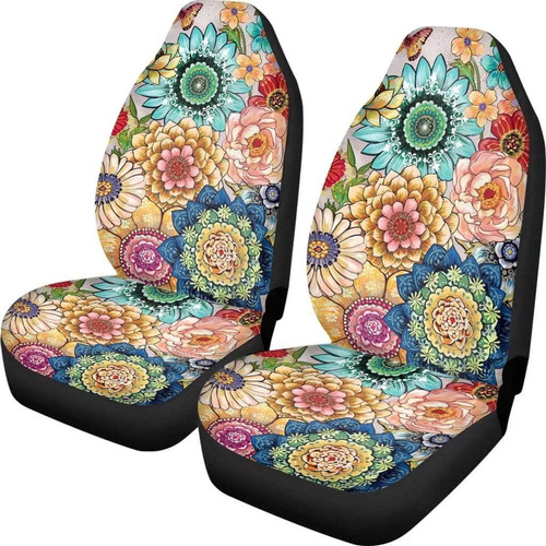 Fuibeng Funda De Asiento De Coche Con Flores Hippie Abstr