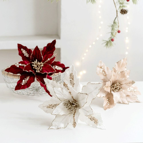 Flores Artificiales Navideñas De 26 Cm, Regalo De Navidad