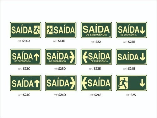 Kit 25 Placas Rota De Fuga Fotoluminescente Abnt