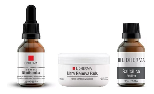 Kit Nicotinamida + Salicílico + Ultra Renova Pads Lidherma 