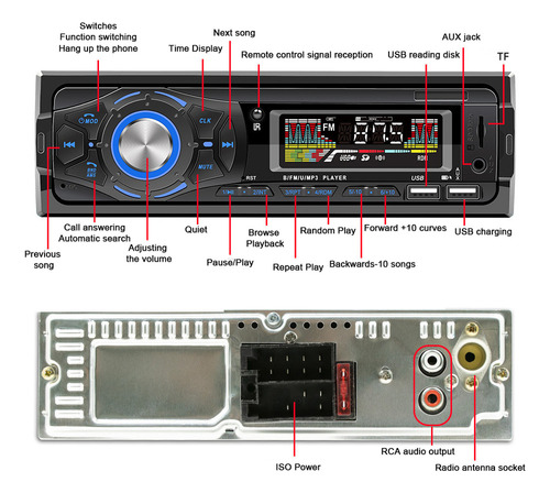 Reproductor Mp3 Coche Bt Dual Usb Asistente Voz Auto Radio