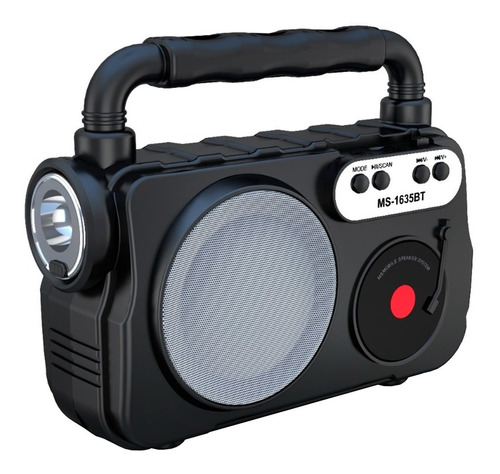 Parlante Radio Fm Linterna Led Bluetooth Y Manija Ms-1635bt
