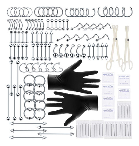 Aumeo 140 Piezas De Acero Inoxidable Para Piercing Corporal,