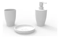 Comprar Set Juego Accesorios Baño Kit 3 Piezas Jabonera Dispensador Color Blanco