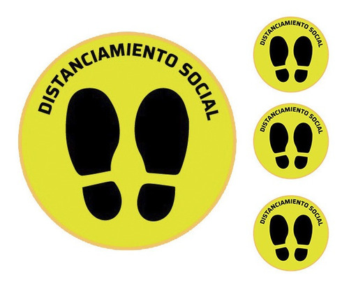 Cartel Calco Piso Pack X4 Distanciamiento Social 28cm