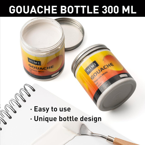 Pinturas De Gouache Recargables, Color Blanco (300 Ml),...