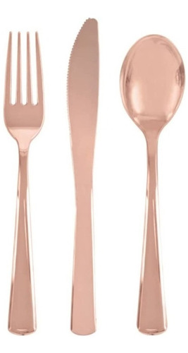 Cubiertos Rose Gold Brillo Tenedor Cuchara Cuchi Fiesta 54pz