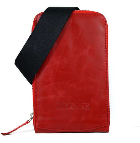 Cartera Porta Celular Bandolera Dionne Cuero Genuino 