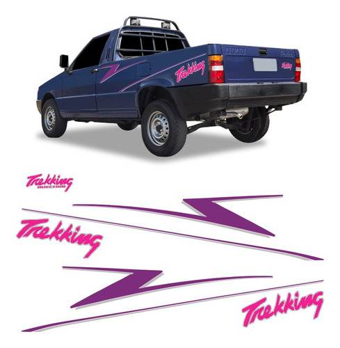 Faixas Fiorino Trekking Pick-up 1996 Lx Adesivos Lilás/rosa