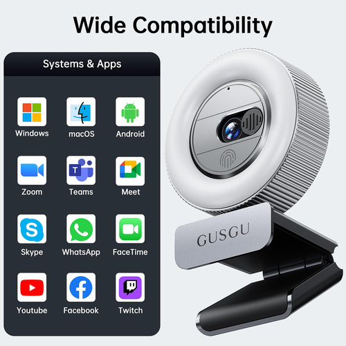 Cámara Web Gusgu G910 2.5k Quad Hd Para Pc Con Micrófono, Lu